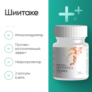 Шиитаке 60 капсул –  биоактивный концентрат многофункционального действия фото